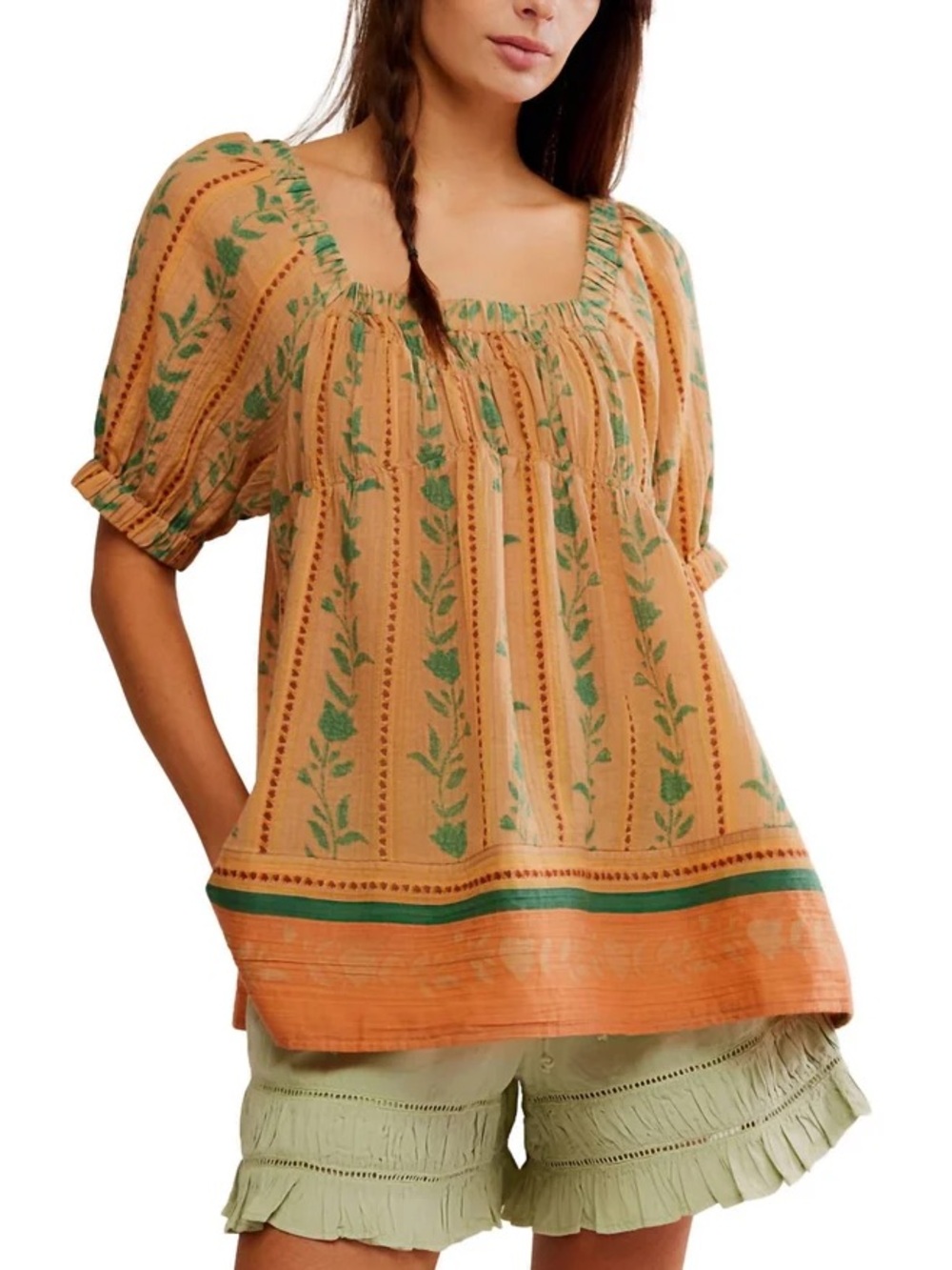 Free People Santorini boho floral printed babydoll tunic top
